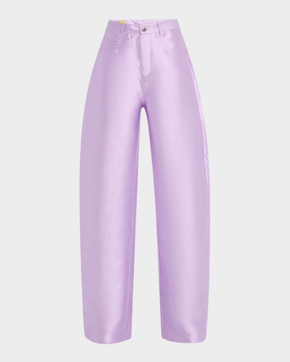 High-Rise Heavy Satin Boyfriend Trousers